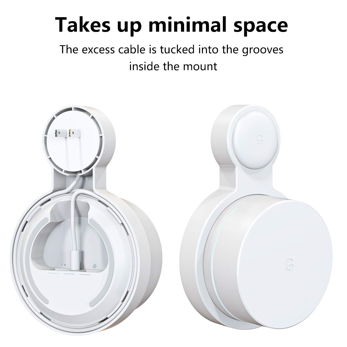 Pefecon Outlet Wall Mount for Google WiFi AC1200, No Messy Wires Space Saving Easily Be Moved Outlet Mount for Google Mesh WiFi Router, Best Design
