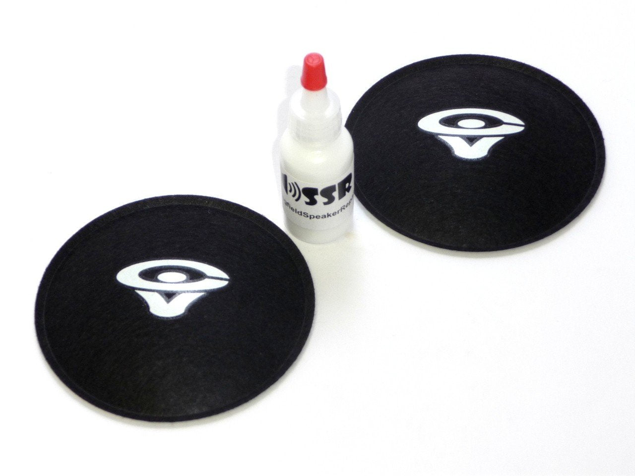 2 Cerwin Vega 3.75" Felt Logo Dust Cap Kit with Adhesive