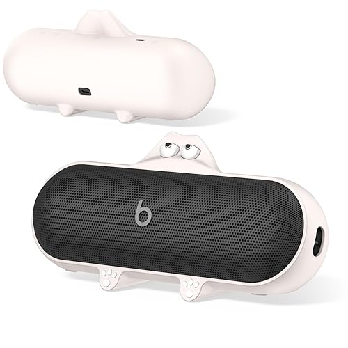 Silicone Kawaii Cute Case for Beats Pill Wireless Bluetooth Speaker, Anti-Scratch Protective Sleeve Compatible With Beats (Off-White)