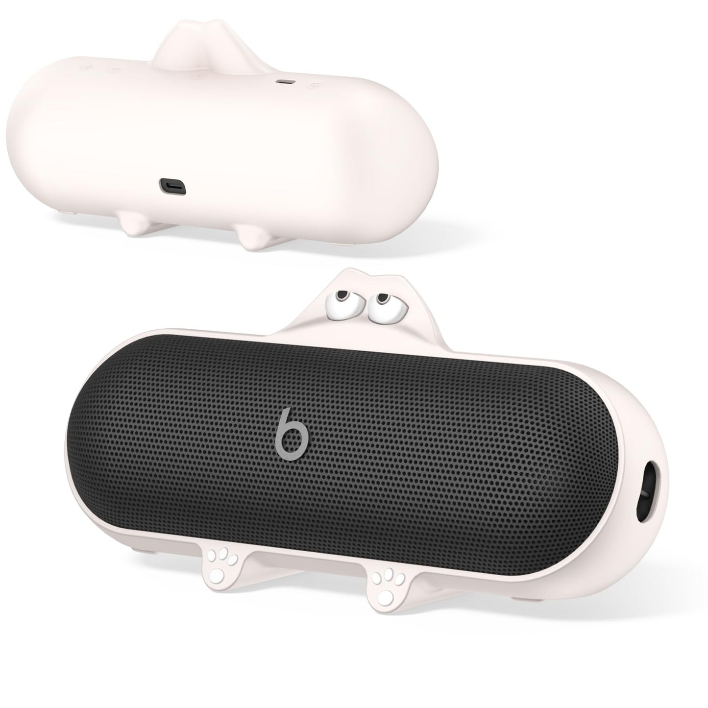 Silicone Kawaii Cute Case for Beats Pill Wireless Bluetooth Speaker, Anti-Scratch Protective Sleeve Compatible With Beats (Off-White)