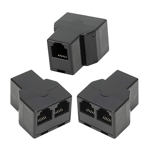 AIMIJIA 3Female Telephone Splitter Adapter Cable,Telephone Landline Cable Connector and Separator (RJ12 6P6C-3 Pack)