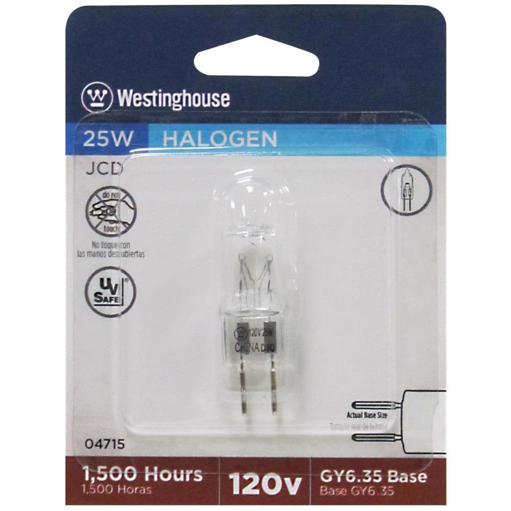Westinghouse Lighting 0471500 25 Watt T4 JCD Single-Ended Halogen Clear Light Bulb with GY6.35 Base