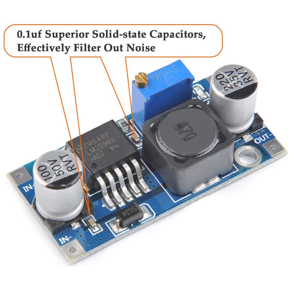 Queta 6 Pieces LM2596s DC to DC Buck Converter Step Down Voltage Regulator Power Module 3.2-40V to 1.25-35V 3A High Efficiency DC Voltage Stabilizer…