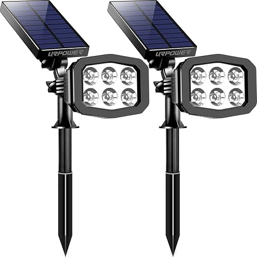 URPOWER Solar Lights Outdoor 2-in-1 Waterproof Solar Spotlight Auto On/Off Wall Lights Pathway Lights Landscape Lighting for Yard Garden Pool - Cool