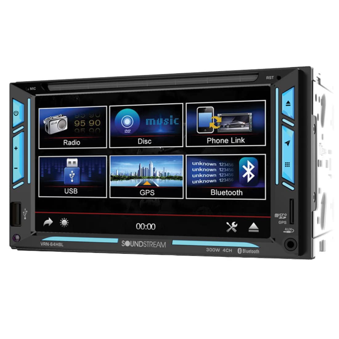 Soundstream VRN-64HBL - 6.2 Inch Navigation Bluetooth Double Din Car Stereo, Adroid Phonelink GPS AM/FM Car Radio Receiver with DVD/CD USB/SD Media Playback