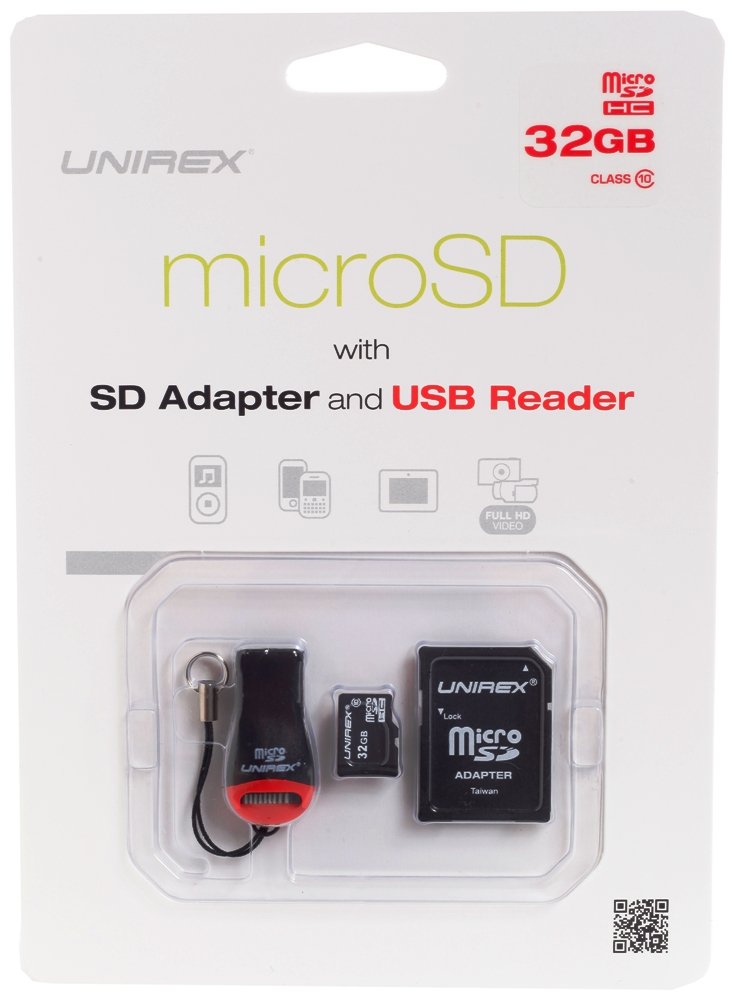 32GB Connect All Devices Adapter Kit - Keychain Compatible - Micro SD Memory Card, USB Reader & SD Card Adapter - Use with Tablet, Computer, Laptop