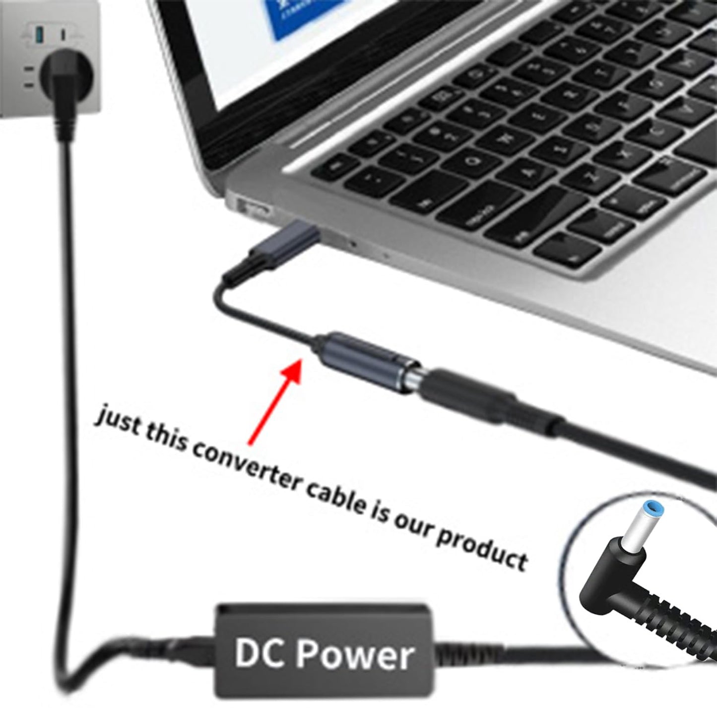 DC 4.5mm x 3.0mm Female Input to USB C PD Male Power Charging Cable,100W DC4506 to USB Type-C PD Output 5V/9V/20V Cable with PD Chip Inside, Charging