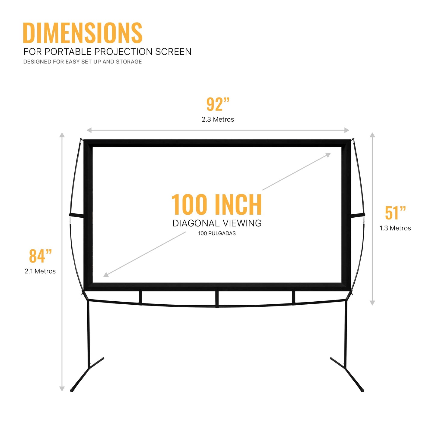 KHOMO Gear Portable Projector Screen - 100 Inch Projector Screen with Stand - Outdoor and Indoor Projector Screen for Movie Nights, Home Theatre,