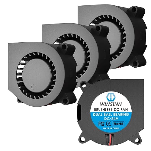 WINSINN 40mm Blower Fan 24V, 3D Printer Micro 24 Volt Fans Blower 4020 Dual Ball Bearing, 40mmx20mm 2PIN (Pack of 4Pcs)