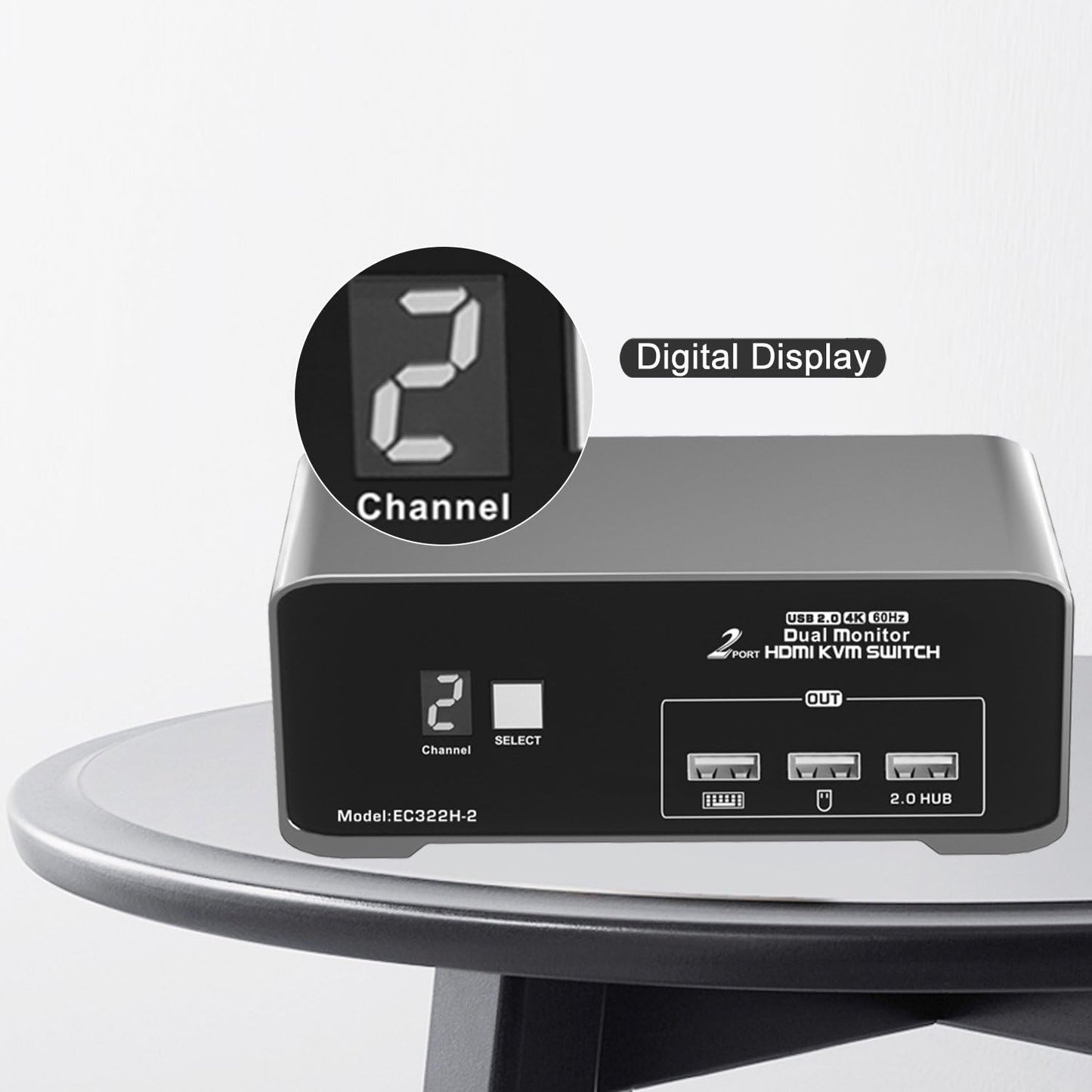 HDMI KVM Switch for 2 Computers 2 HDMI Monitors 4K@60Hz USB 2.0 with Remote