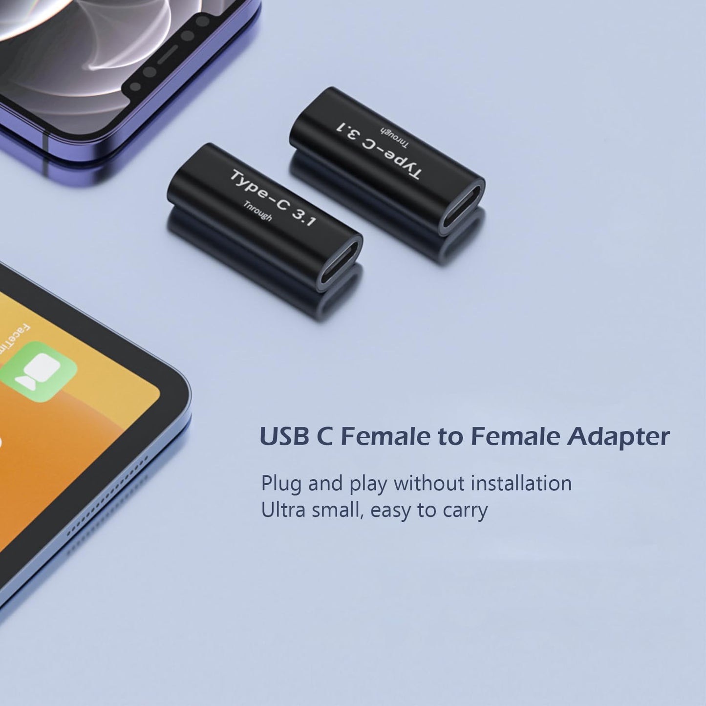 POHFP USB C Female to Female Connector, 10Pack USBC Coupler Supports Up to 10Gbps Data Transfer and 100W Fast Charging