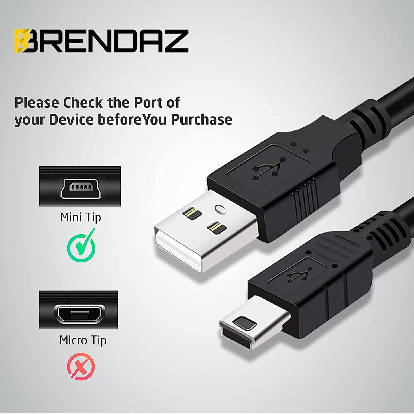 BRENDAZ Mini USB Cable Cord Compatible with Blue Yeti Pro, Blue Yeti USB Mic, Blue Snowball iCE Microphone. (3-Feet)