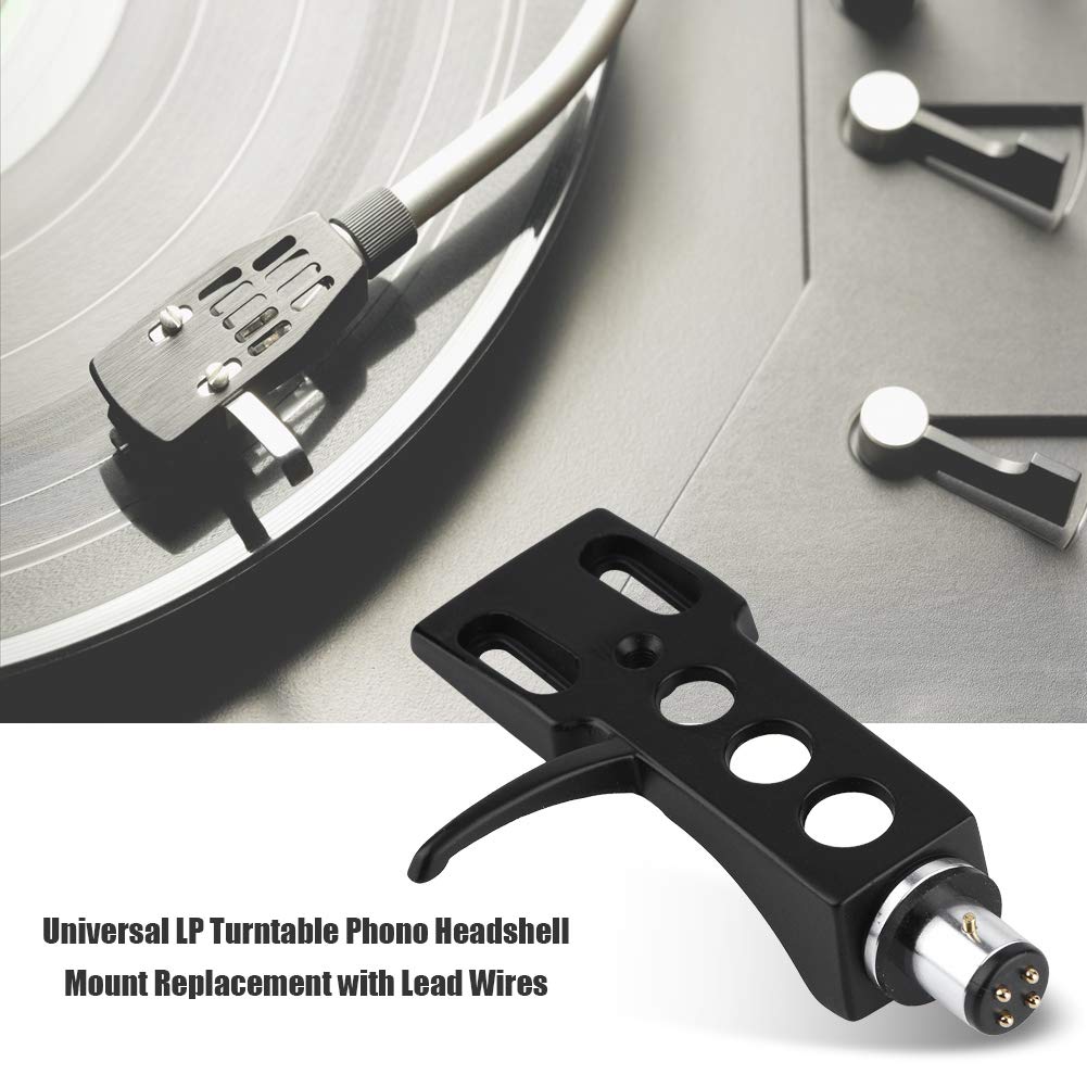 Mugast Phono Headshell,Universal Turntable Headshell Mount Replacement with 4 Oxygen Copper Wires for Various Phono, Every Terminal Inside a Clear