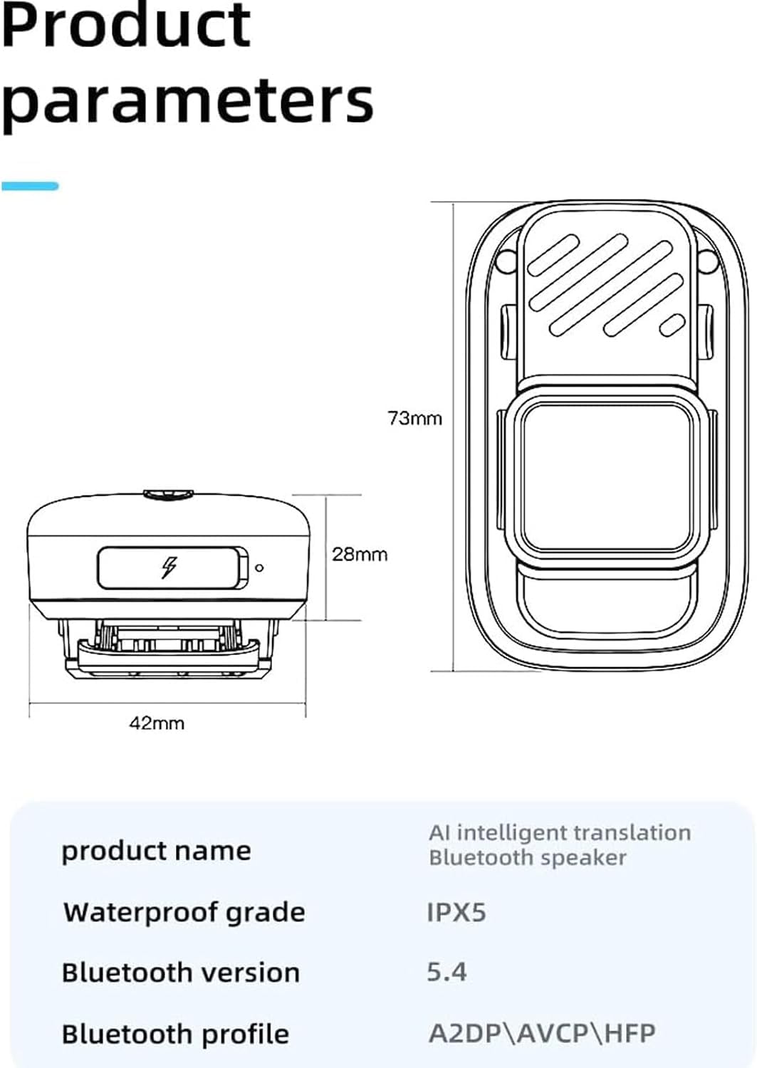 BYDGUMEI Wearable Bluetooth Speaker-miniWaterproof Speaker Cip Type - Buit-in Microphone forHands-Free Music and Call Functions (Blue)