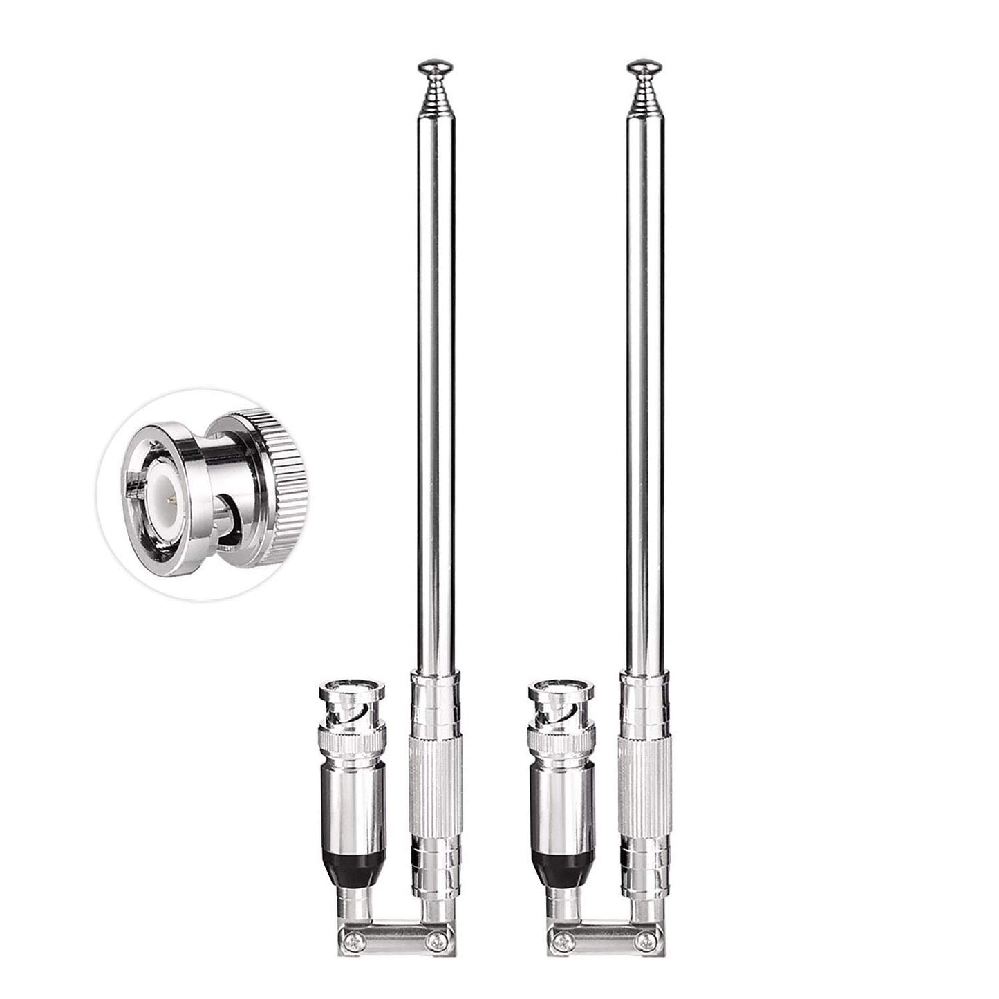 Bingfu 20-1300MHz Police Scanner Antenna 8 Sections Telescopic BNC Male Antenna 2-Pack Compatible with Uniden Whistler Radio Scanner Cobra Midland