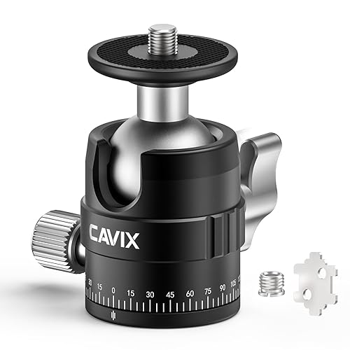 CAVIX 25mm Small Ball Head 360° Panoramic Tripod Head, Mini Ball Head with 1/4" Quick Release Plate, for DSLR/Mirrorless Camera, Compatible