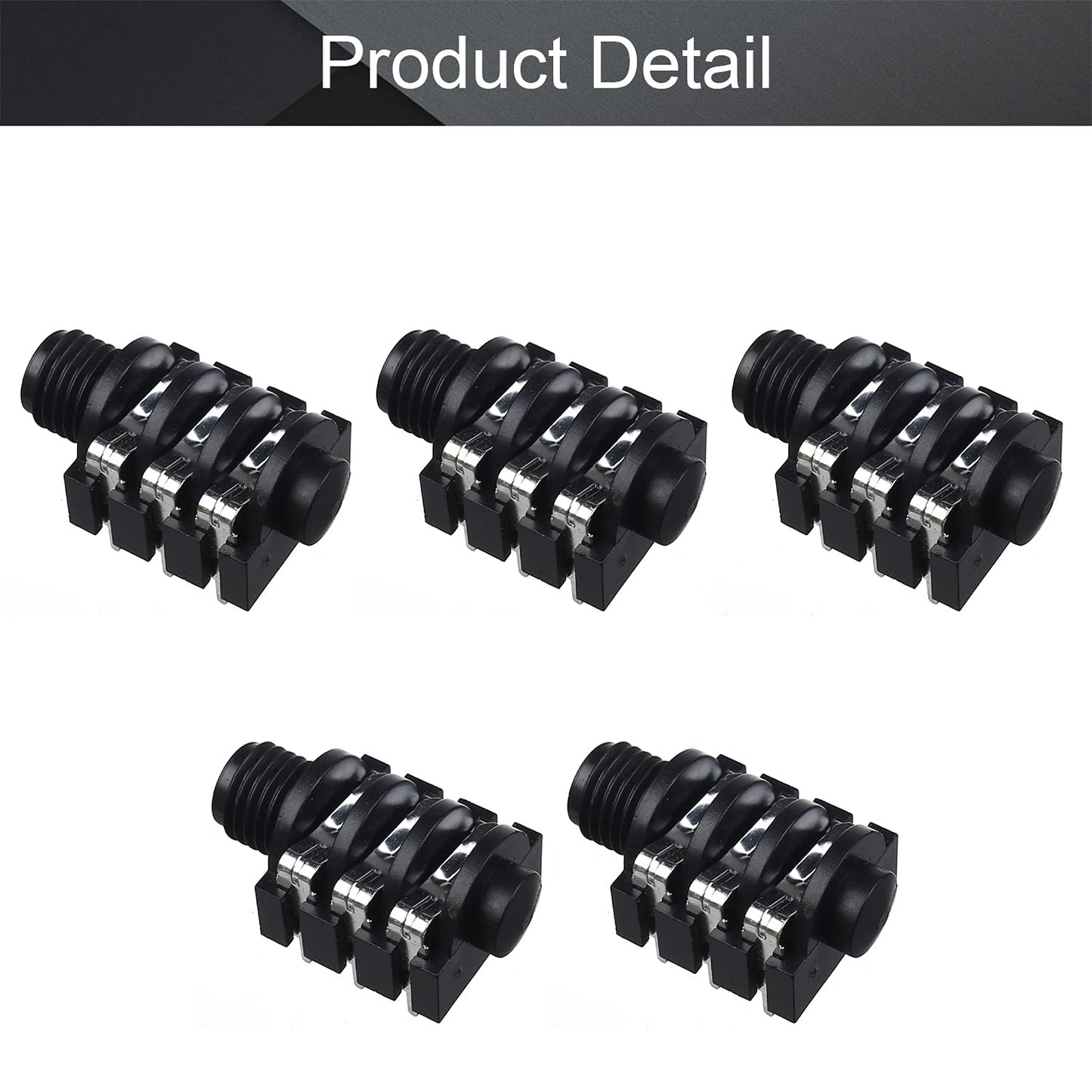Fielect 6.35mm 1/4" 6 Pin Stereo Headphone Jack Socket PCB Panel Mount Female Audio Video Connector, 2Pcs