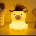 Bestfaith Cute Highland Cow Night Light, LED Squishy Night Lamp, 2 Levels Dimmable Timer Nursery Nightlight for Kids, Rechargeable Touch Lamp, Dorm