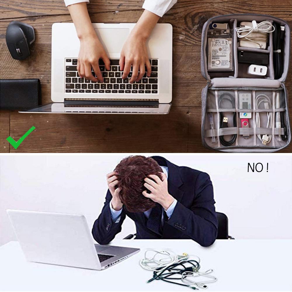 dealcase Electronics Organizer Waterproof Carrying Case - Durable Small Electronics Accessories Storage Bag Compatible Laptop Charger Various USB