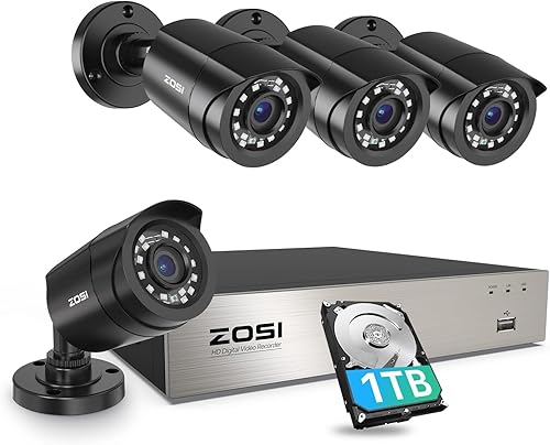 ZOSI 3K Lite Security Camera System with AI Human Vehicle Detection,H.265+ 8CH HD TVI Video DVR Recorder with 4X HD 1920TVL 1080P Indoor Outdoor