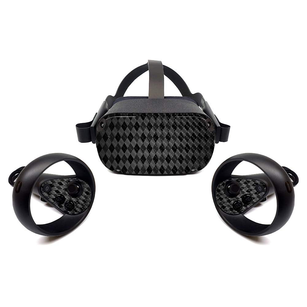 MightySkins Carbon Fiber Skin for Oculus Quest - Black Argyle | Protective, Durable Textured Carbon Fiber Finish | Easy to Apply, Remove, and Change