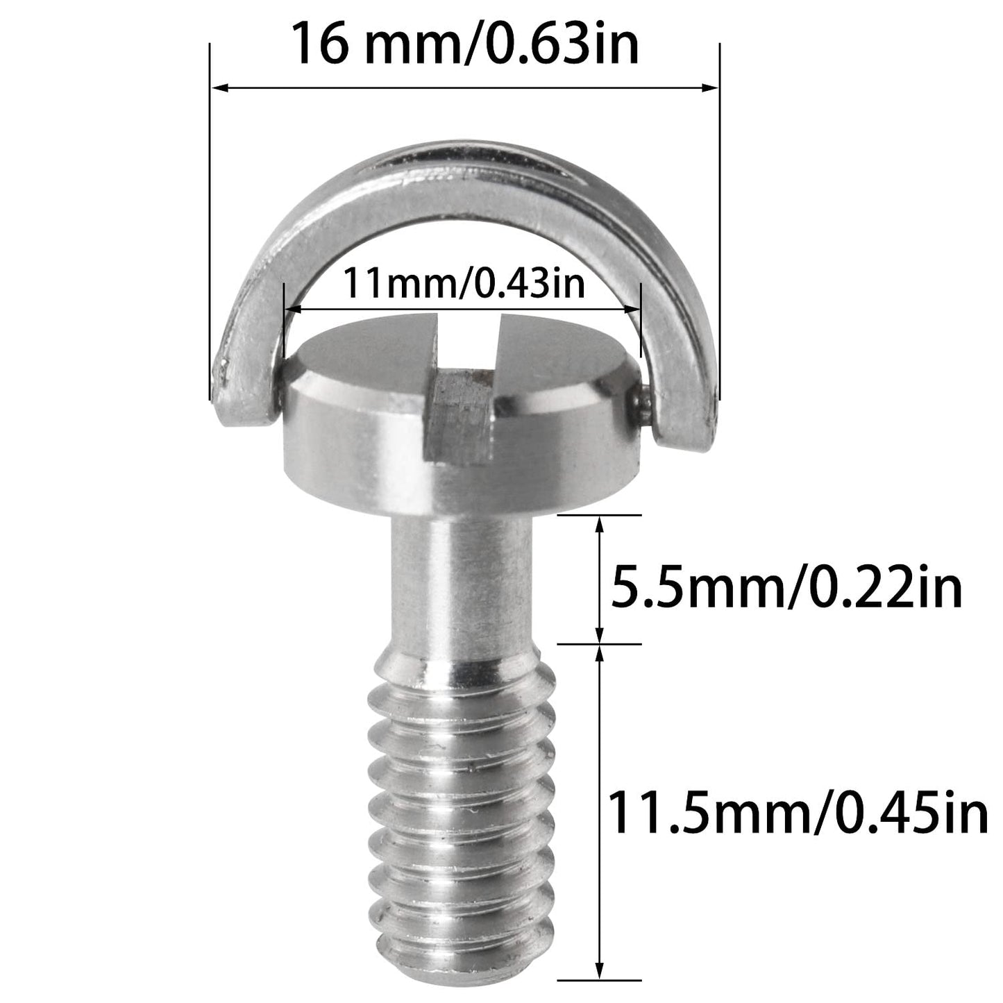 LUORNG 3PCS 1/4-20 Thread D-Ring Stainless Steel Camera Fixing Screws, D Shaft Quick Release Plate Mounting Screw for Camera Tripod Monopod QR Plate