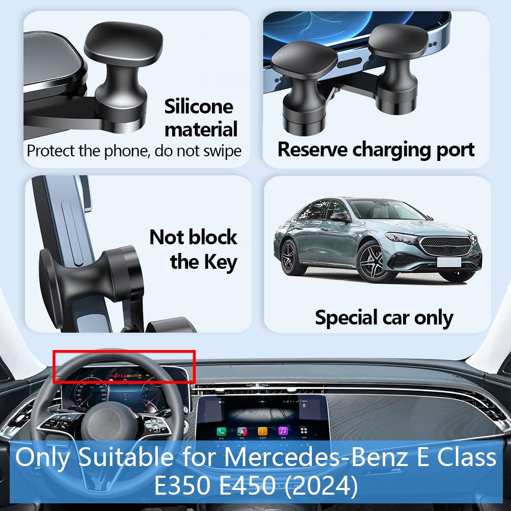 LUNQIN Car Phone Holder Mount for 2024 2025 Mercedes-Benz E Class E350 E450 Sedan Wagon Auto Accessories Navigation Screen Bracket Interior Decoration