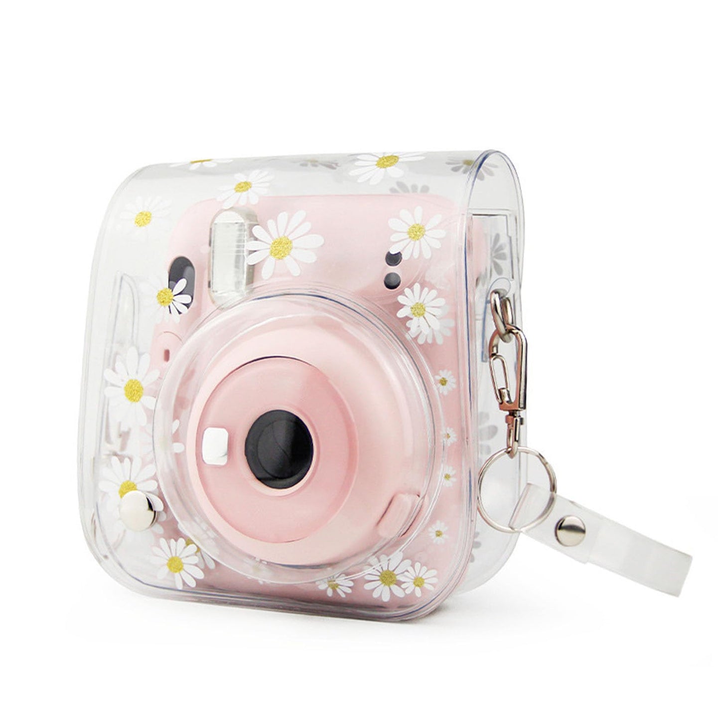 Yitengteng Camera Case for Fujifilm Instax Mini 11/9/8 Camera,adjustable PVC Camera Protective Cover Daisy Transparent Sling Shell Bag with Shoulder