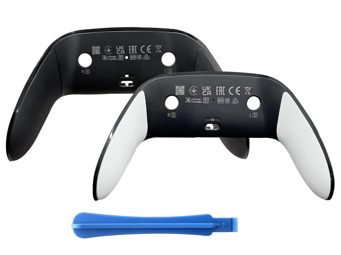 A Pair Replacement Back Shell Cover Trim for DualSense Edge Controller Compatible with PS5 DSE- Clip-On Housing with OEM-Spec Soft Cam Rubber Grip