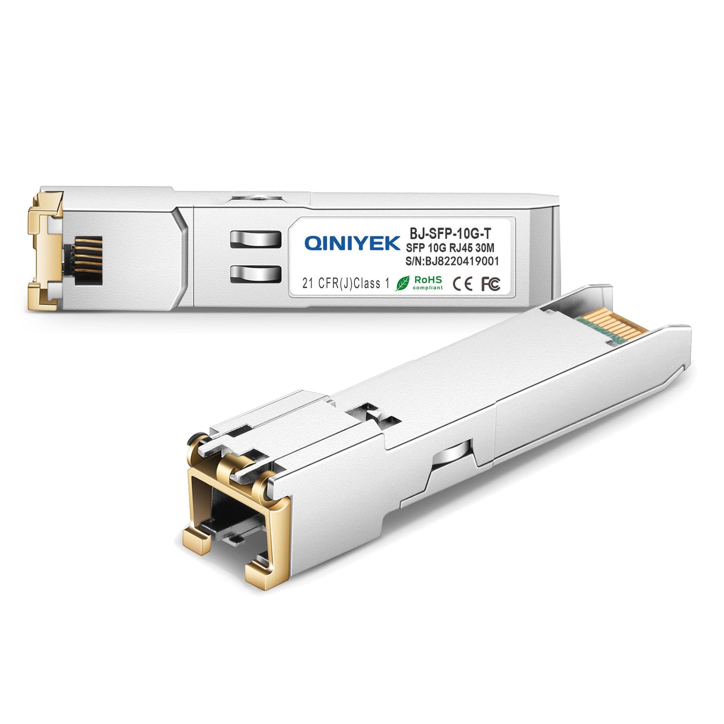 QINIYEK 4-Pack 10G SFP+ to RJ45 Module | 10Gbase-T Transceiver Compatible with Cisco, Ubiquiti, TP-Link, Meraki, Netgear and Open switches | CAT6a/7