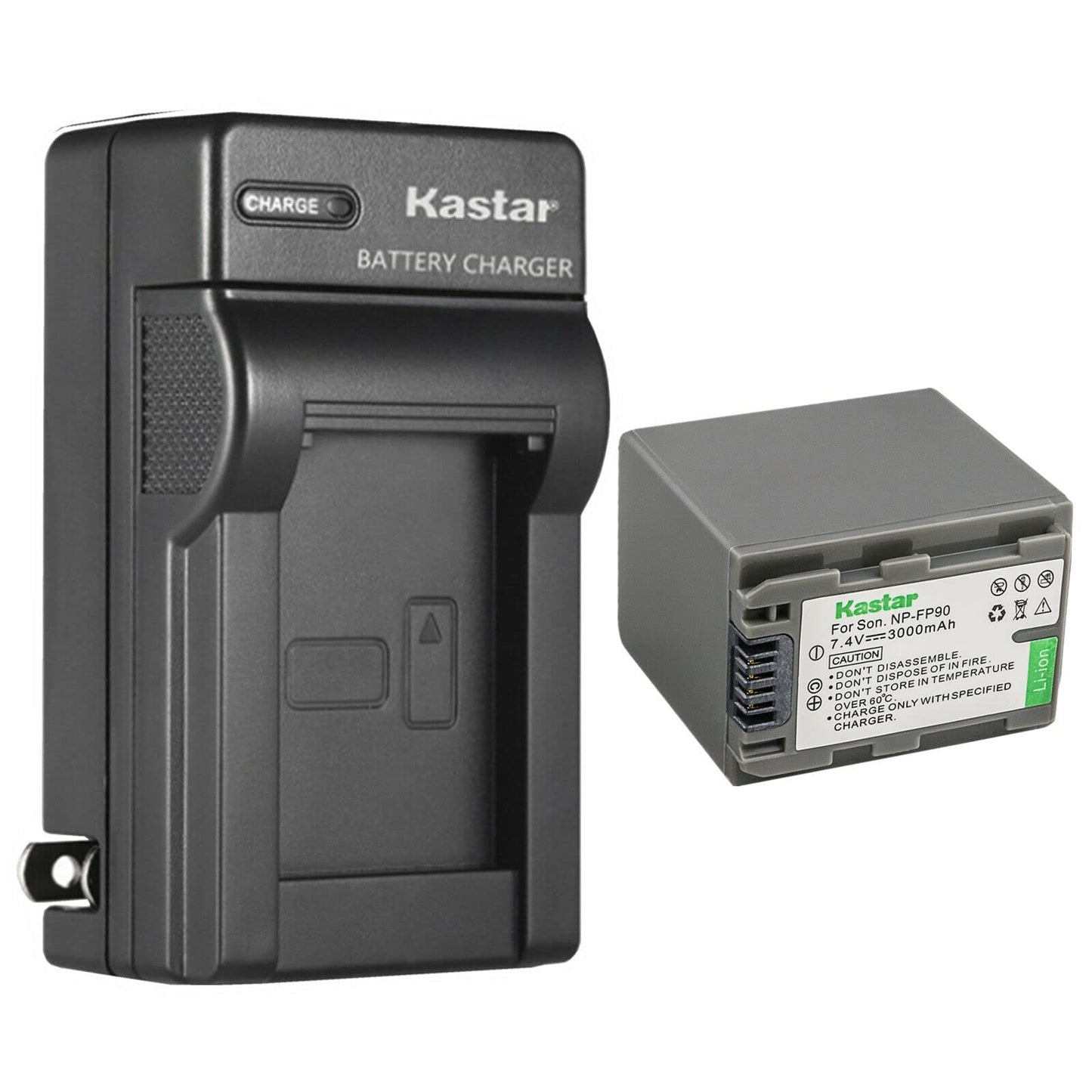 Kastar NP-FP90 / FP91 1-Pack Battery and AC Wall Charger Replacement for Sony DCR-HC44, DCR-HC46, DCR-HC65, DCR-HC85, DCR-HC94, DCR-HC96, DCR-SR30