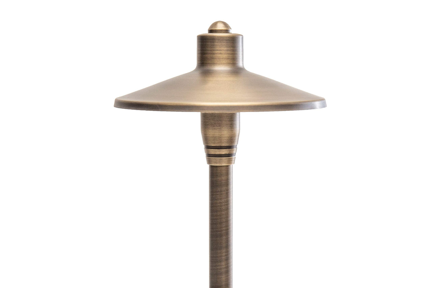 Lumen Logic G2 12V Brass Mini Path Light (15" Tall) with 3W 2700K Warm White G4 LED Bulb for Low Voltage Landscape Lighting on Outdoor Pathway