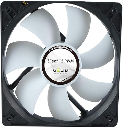 Gelid Solutions Silent 12 PWM | 120mm PWM Computer Fan | 4 Pin Molex | 120x120x25mm | 1500RPM | Hydro Bearing | FN-PX12-15 | Color Black