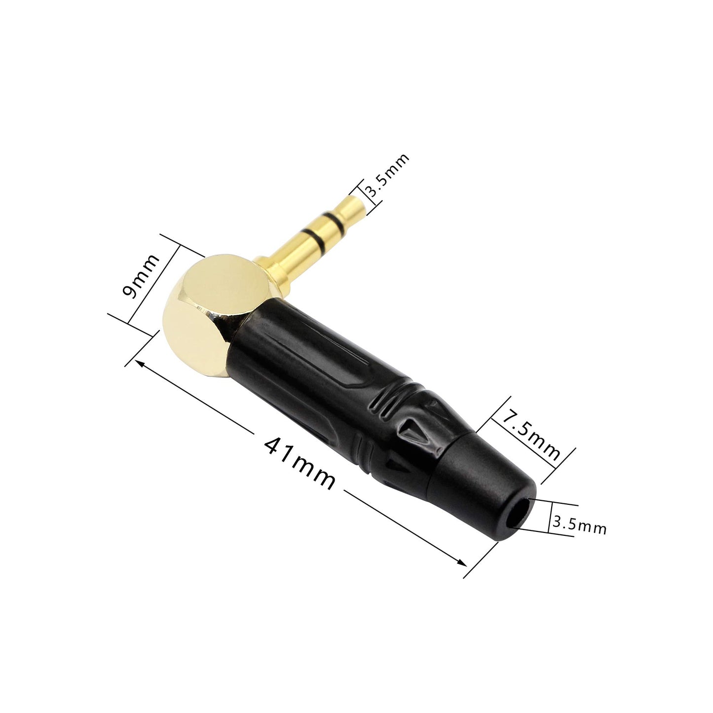 Replacement TRS Male Plug 3 Pole Right Angle 3.5mm Solder Type DIY Audio Cable Connector YOUCHENG for Repair Headphones Headset Black(2-Pack)