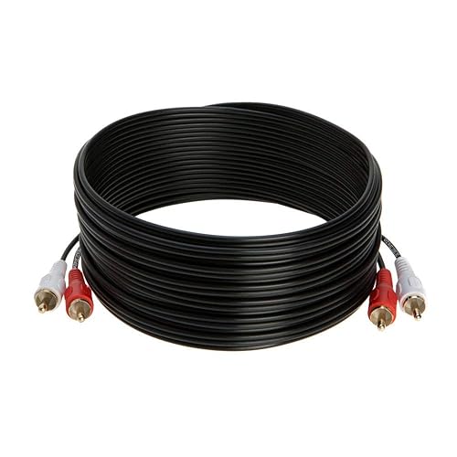 WireZee 2RCA to 2RCA Stereo Audio 25FT Cable - RCA Male to Male Cord for TV, Amplifier, Speaker, DVD, Home Theater, Hi-Fi Sound System - Dual RCA