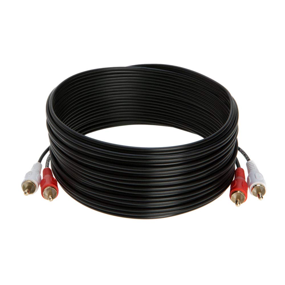 WireZee 2RCA to 2RCA Stereo Audio 25FT Cable - RCA Male to Male Cord for TV, Amplifier, Speaker, DVD, Home Theater, Hi-Fi Sound System - Dual RCA
