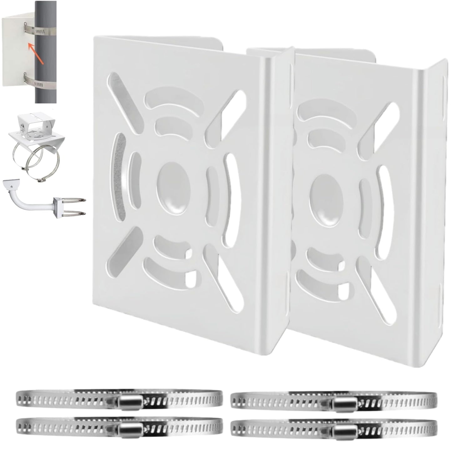 BeElion 2-Pack Steel Vertical Pole Mount Bracket for CCTV Security Camera PTZ Dome - Vertical Pole Mount Adapter Wall Mounting with 4 Loops