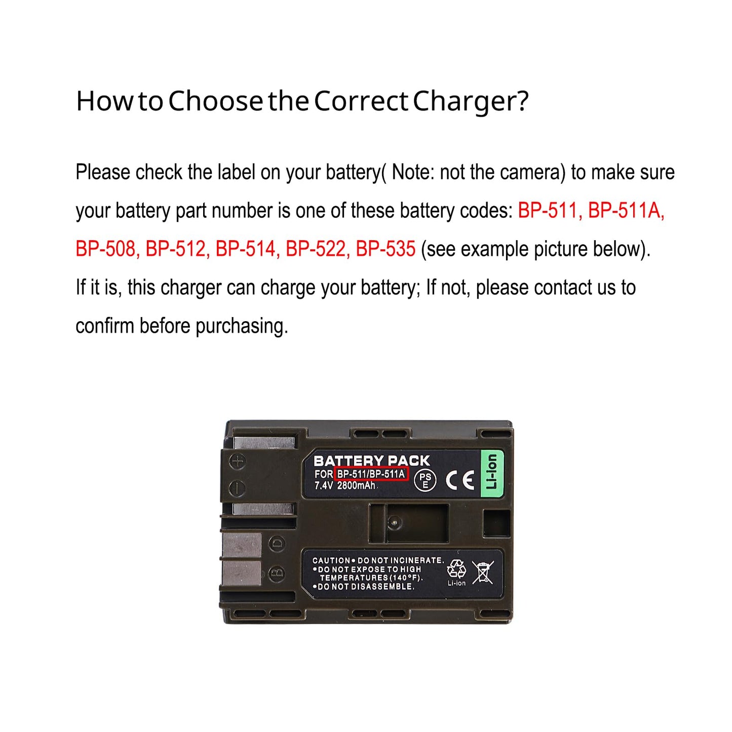 BP-511/511A/508/512/522/535 Battery Charger for Canon EOS 10D, 20D, 300D, 30D, 40D, 50D, 5D, D30, D60, Digital Rebel