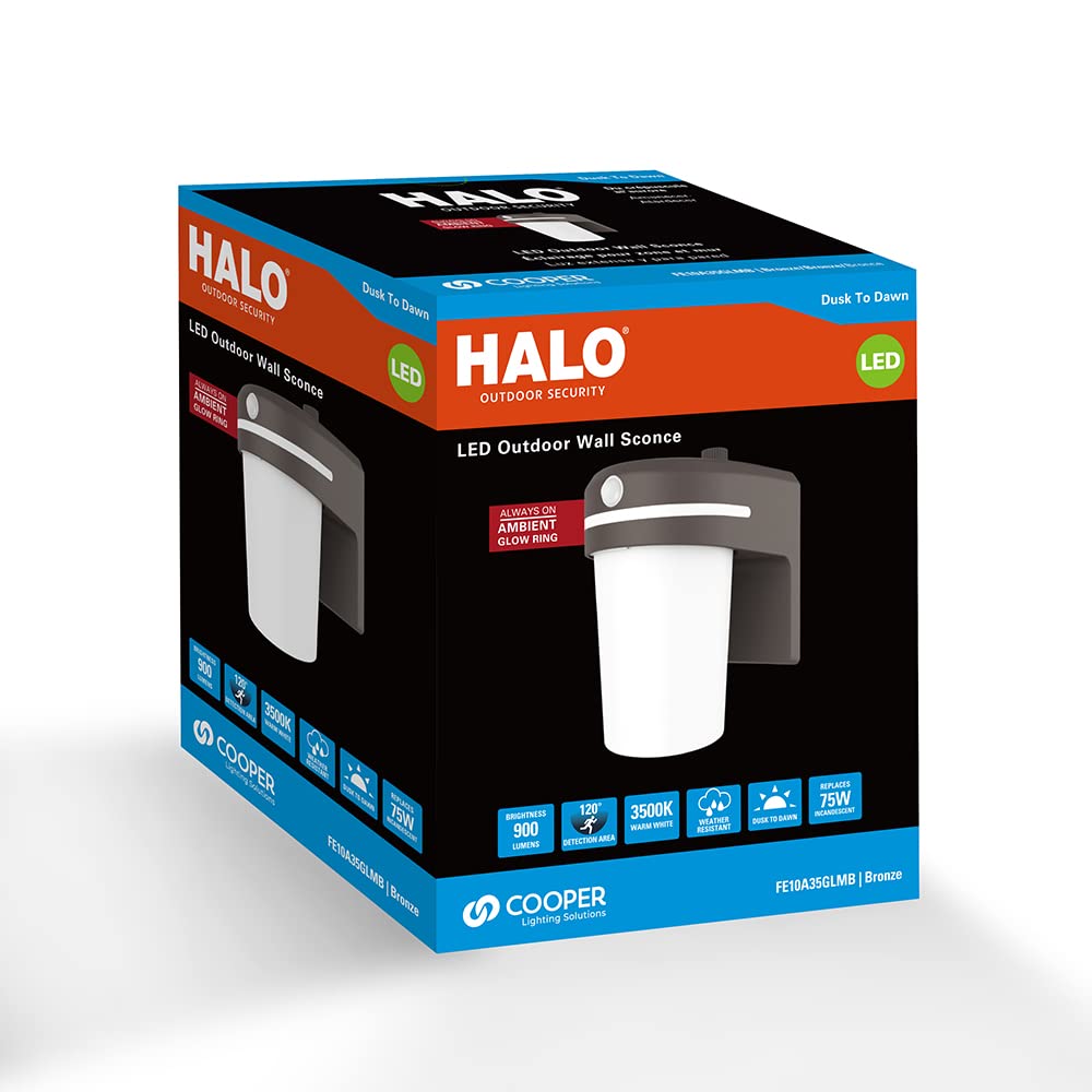 HALO FE 60-Watt Equivalent Integrated LED Bronze Motion Sensing Dusk to Dawn Area Light, 3500K