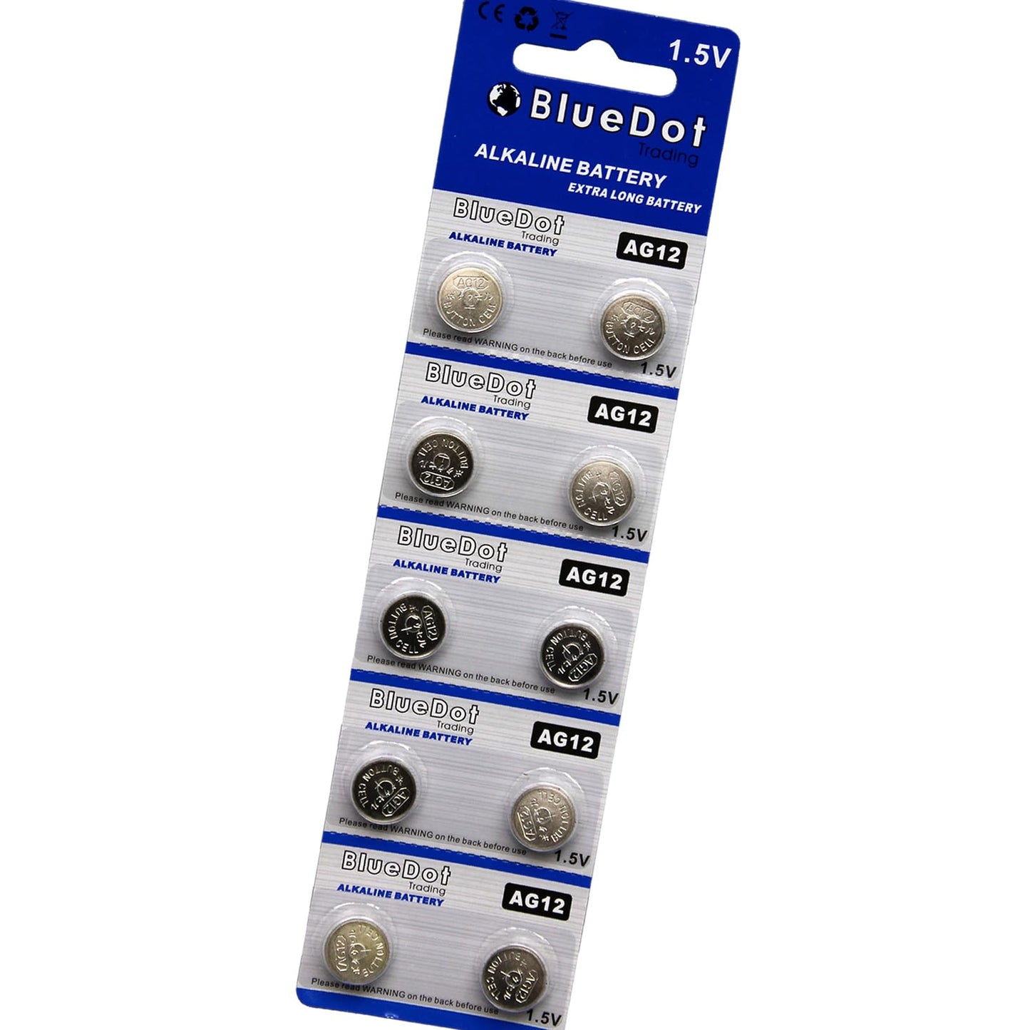 BlueDot Trading AG12 1.5V Alkaline Coin Cell Battery for Watch, Hearing Aid, Calculator, Flashlights, Keyless Entry, LR43 SR43 260 386 Batteries, 1…