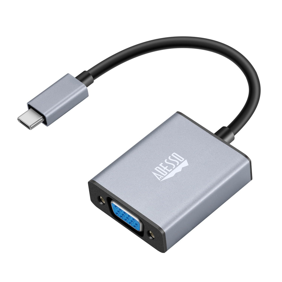 Adesso USB C to VGA Adapter, Aluminum, Thunderbolt 3/4 to VGA Adapter Compatible with iPhone 15 Pro/Max, MacBook Pro/Air 2023, iPad Pro, iMac, S23
