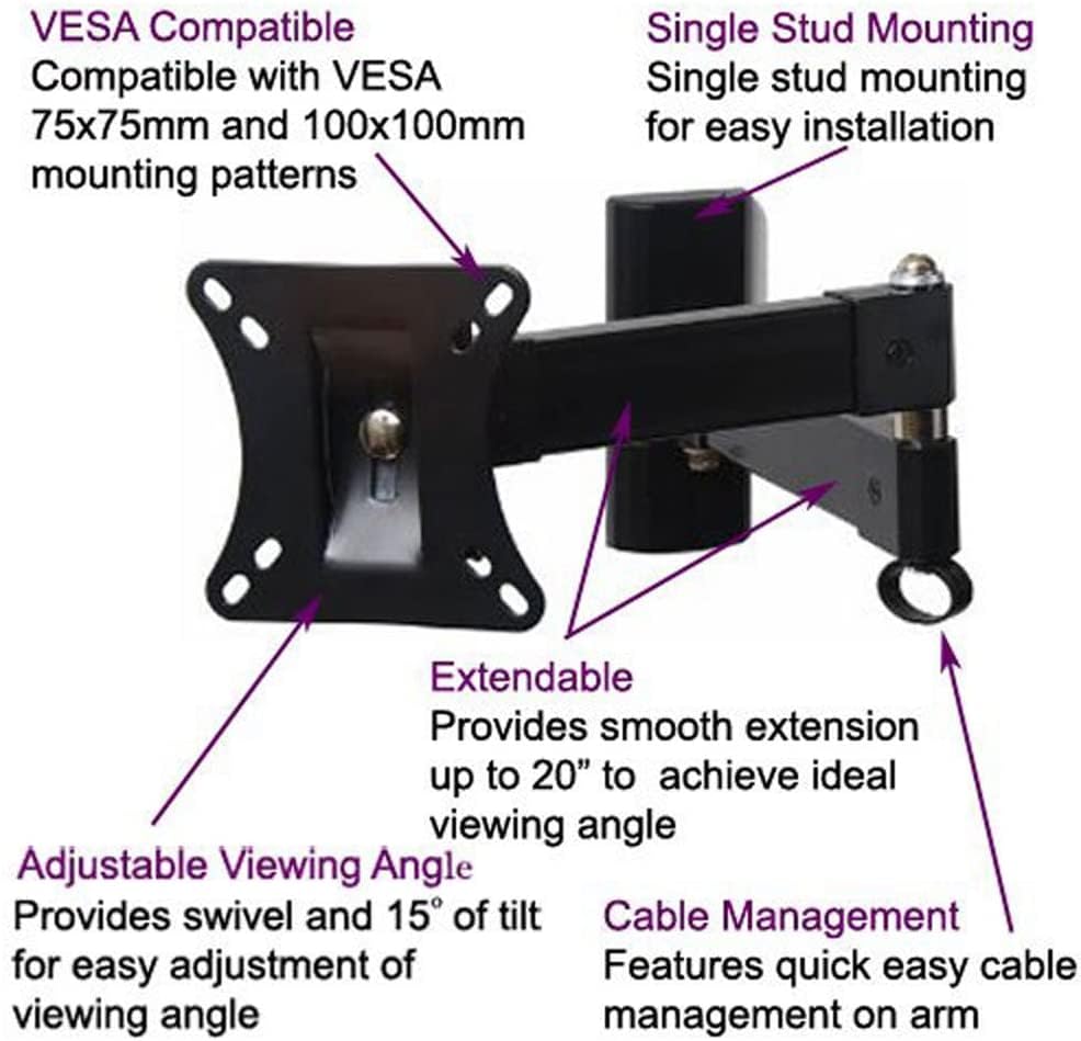 VideoSecu Tilt Swivel Wall Mount for Insignia NS-19E320A13 NS-19E310A13 NS-19LD120A13 NS-24E730A12 NS-24E340A13 NS-26E340A13 NS-39D240A13