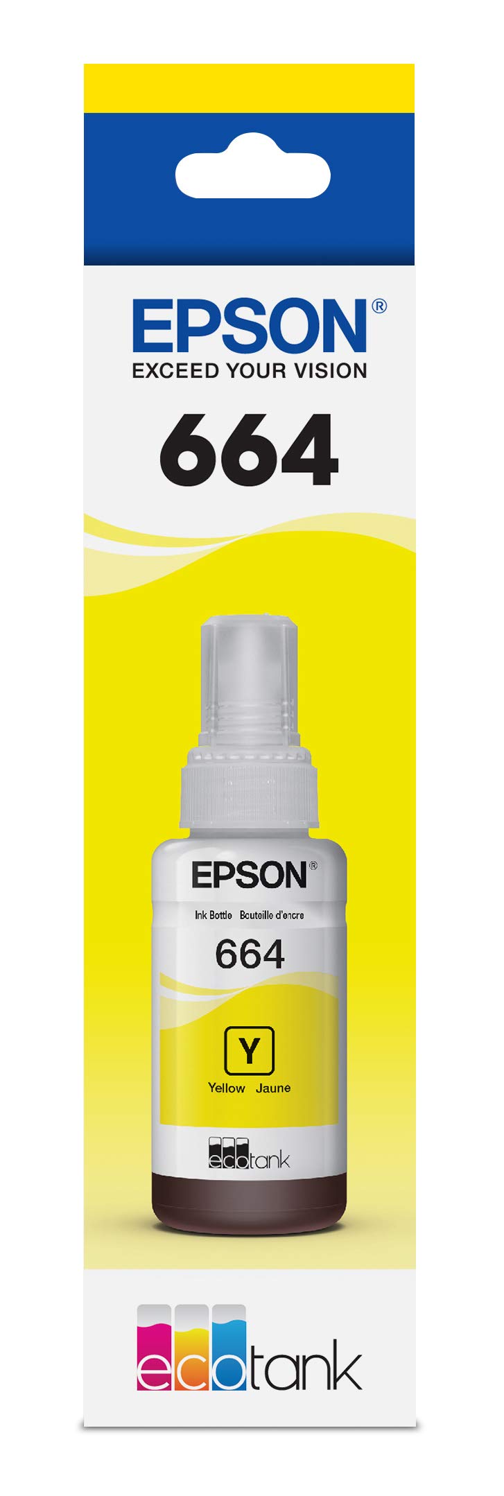 Epson 664 EcoTank Ink Ultra-high Capacity Bottle Yellow (T664420-S) Works with ET-2500, 2550, 4500, 4550, 2600, 2650, 3600, 16500