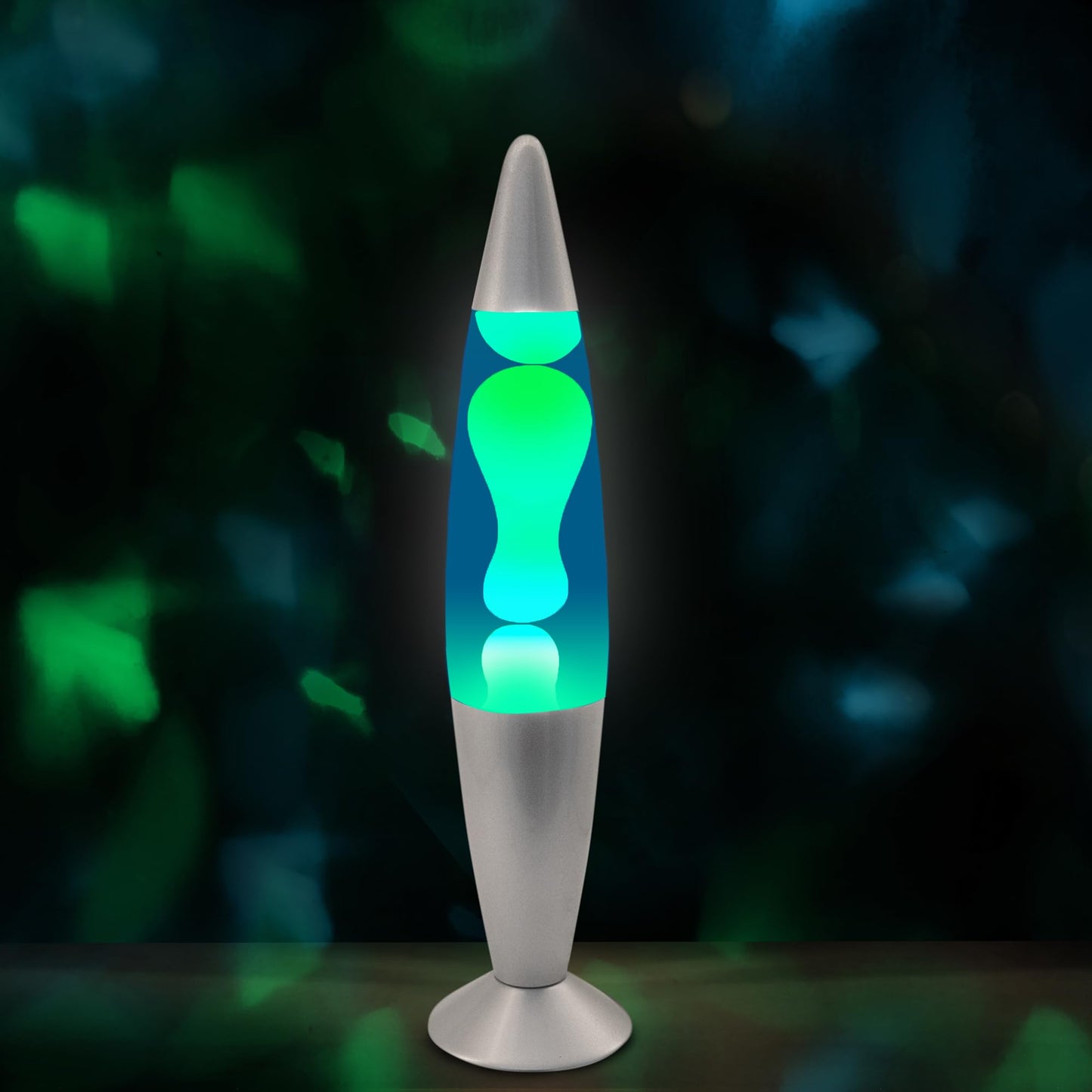JAMBO 16" Beautiful Lamp- Blue with Yellow/Green Wax, Relaxing Liquid Light, Night Light Nightlight, Home Decor Living Room Office Bedroom Lamp