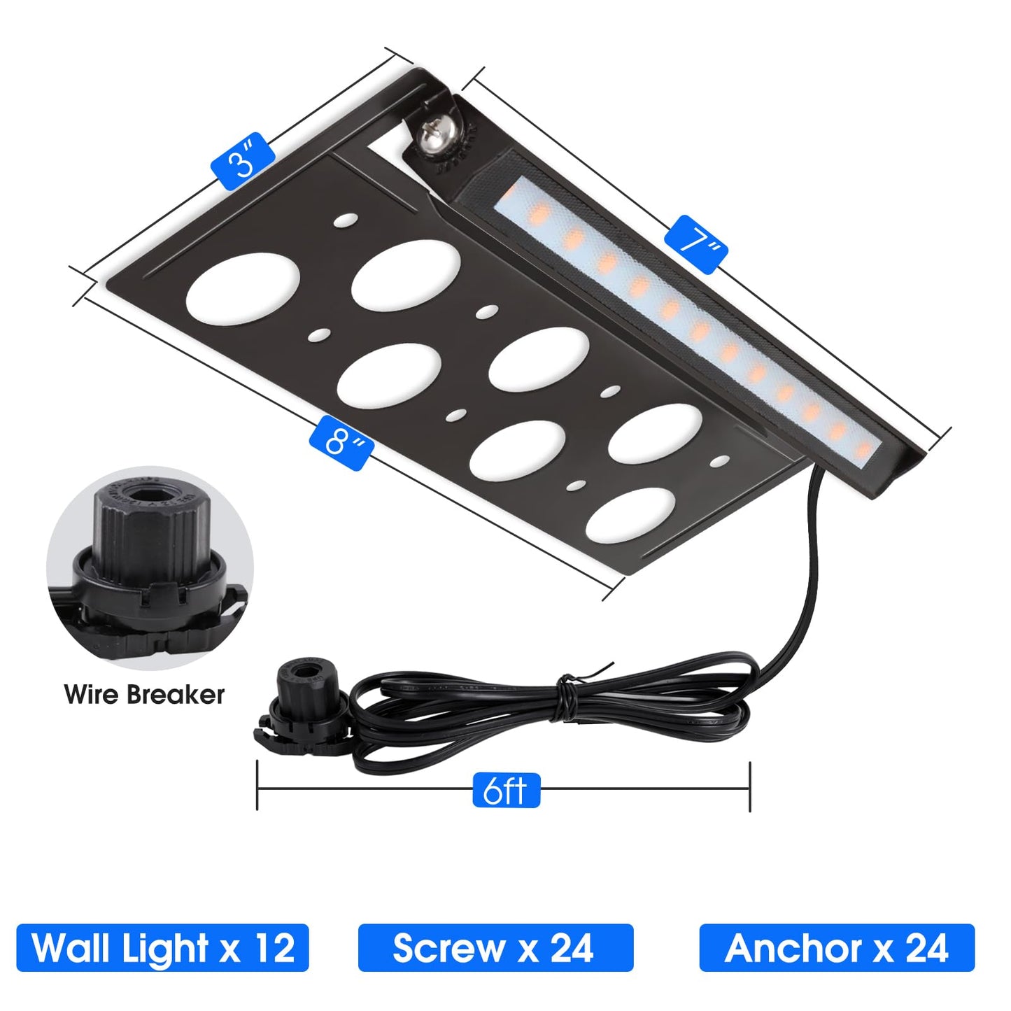 Energetic 7 Inch Retaining Wall Lights, Outdoor LED Step Lights, 4W Low Voltage Landscape Lighting, Waterproof Hardscape Lighting, 12V-24V AC/DC