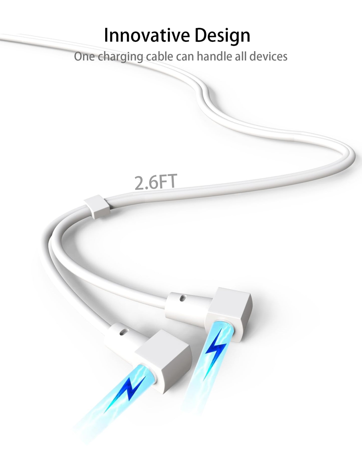 Bicmice Magnetic Multi Charging Cable USB DC Charger Cable 2.6ft/0.8m Replacement Charging Cord Fit for Various Magnetic Pole Charging Devices - 2