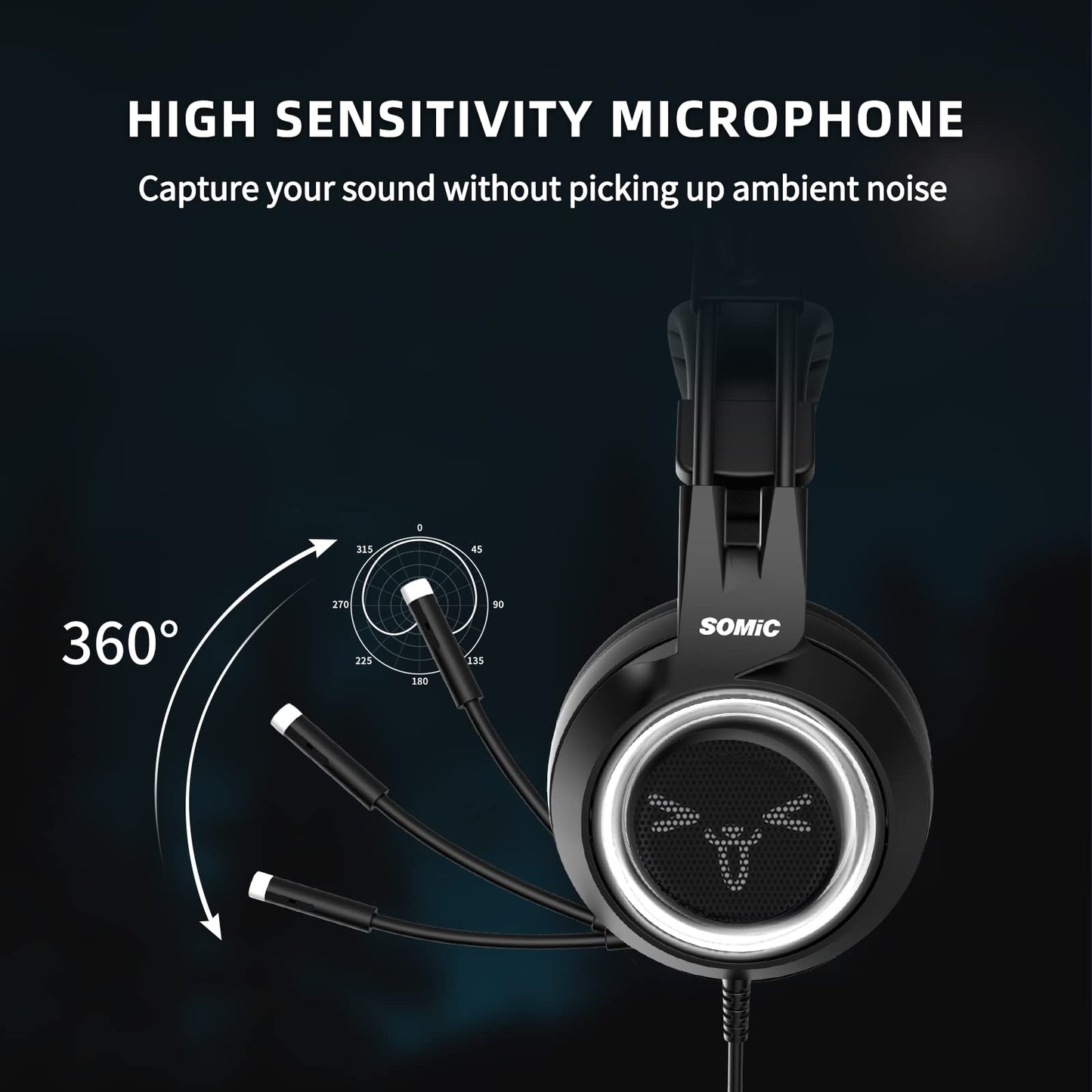 SOMIC Stereo Gaming Headset with Mic for PS4, PS5, Xbox One, PC, Mobile Phone, 3.5MM Sound Detachable Cat Ear Headphones Lightweight Self-Adjusting
