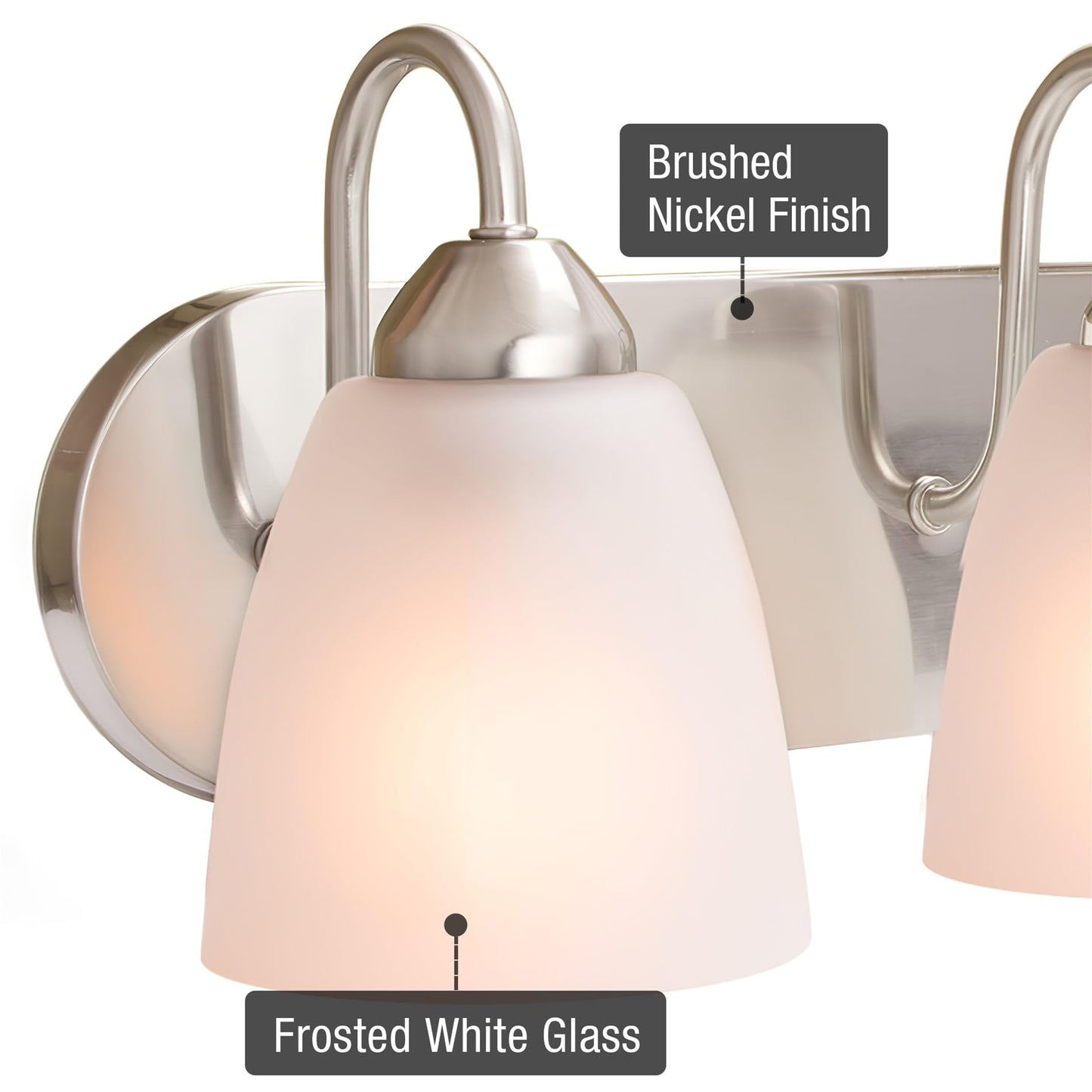 Kira Home Armada 49" 6-Light Modern Vanity Light with Frosted Glass Shades, Large Silver Bathroom Light with Opal Glass Cone Shades, Brushed Nickel