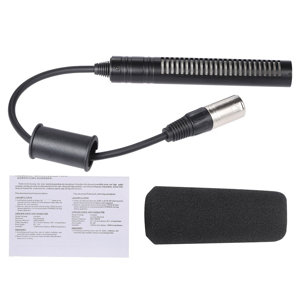 Andoer Video Recording Interview Photography Stereo Condenser Unidirectional Microphone Mic for Sony Panosonic Camcorders-XLR Interface