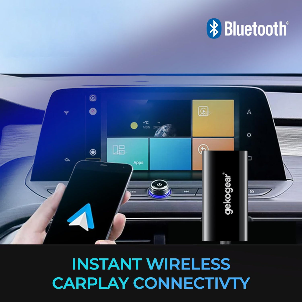 Gekogear Orbit A200 Wireless Android Auto Adapter USB Dongle for Car with Bluetooth 5.0 Plug and Play Universal Compatibility Black Compact Design Converts Wired
